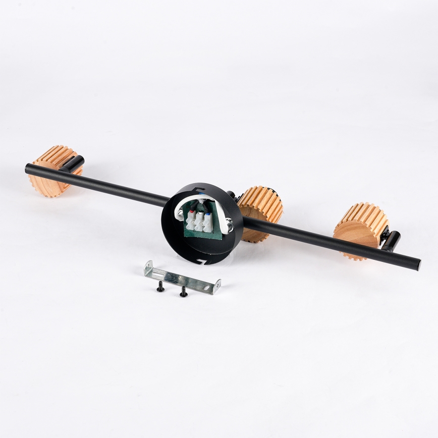 Brilagi - Bodové svítidlo BASKLITE 3xE27/15W/230V dřevo/černá