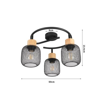 Brilagi - Bodové svítidlo BASKLITE 3xE27/15W/230V dřevo/černá