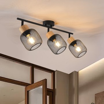 Brilagi - Bodové svítidlo BASKLITE 3xE27/15W/230V kaučukovník/černá