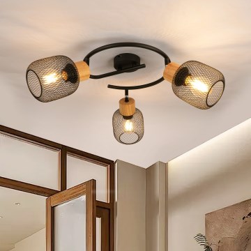 Brilagi - Bodové svítidlo BASKLITE 3xE27/15W/230V kaučukovník/černá