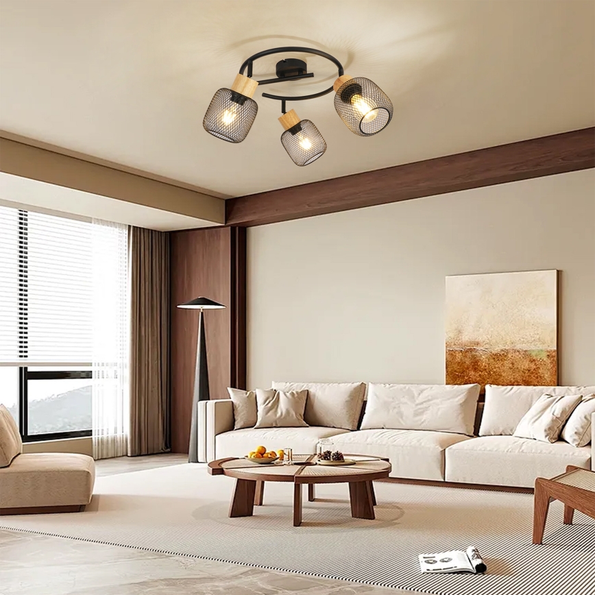 Brilagi - Bodové svítidlo BASKLITE 3xE27/15W/230V kaučukovník/černá