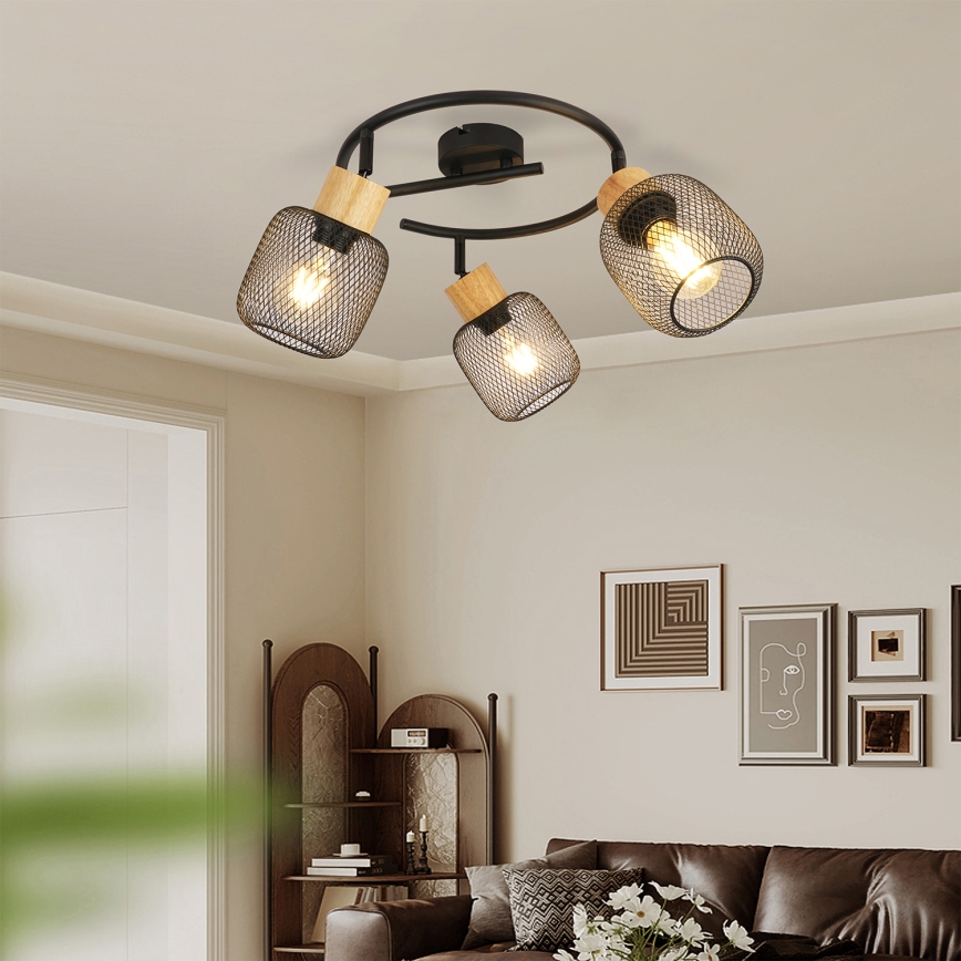 Brilagi - Bodové svítidlo BASKLITE 3xE27/15W/230V kaučukovník/černá