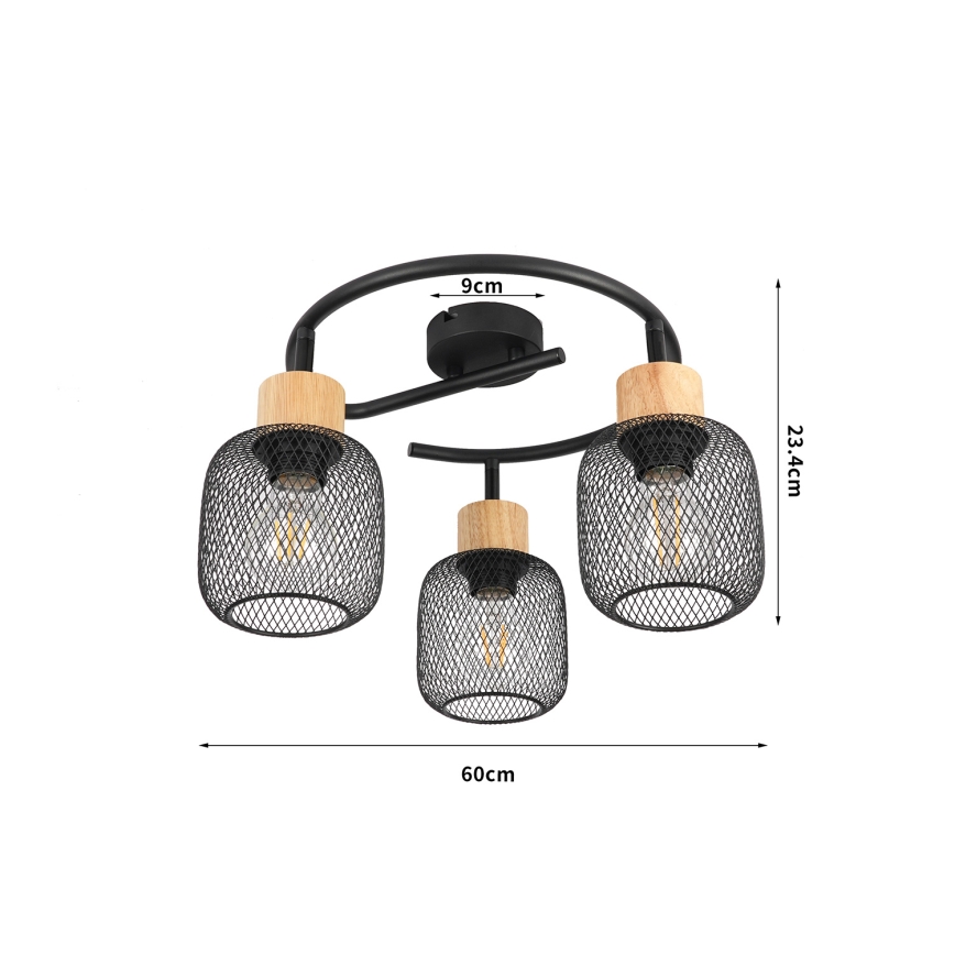 Brilagi - Bodové svítidlo BASKLITE 3xE27/15W/230V kaučukovník/černá
