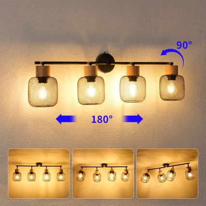 Brilagi - Bodové svítidlo BASKLITE 4xE27/15W/230V dřevo/černá