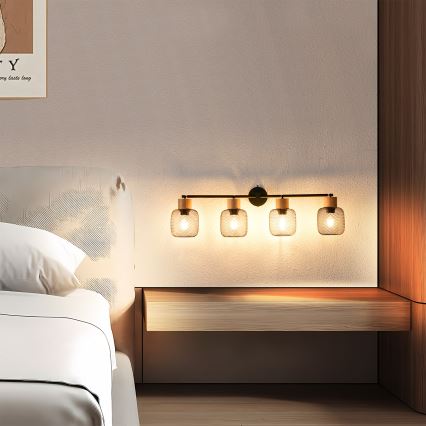 Brilagi - Bodové svítidlo BASKLITE 4xE27/15W/230V dřevo/černá