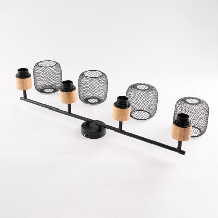 Brilagi - Bodové svítidlo BASKLITE 4xE27/15W/230V dřevo/černá