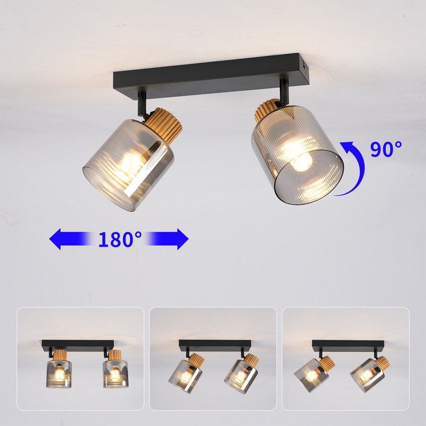 Brilagi - Bodové svítidlo HYGGE 2xE14/15W/230V černá/kouřová