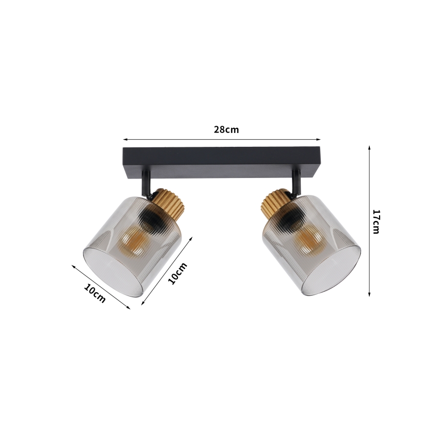 Brilagi - Bodové svítidlo HYGGE 2xE14/15W/230V černá/kouřová