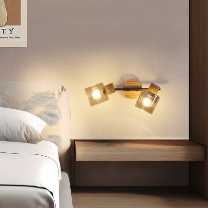 Brilagi - Bodové svítidlo HYGGE 2xE14/15W/230V kaučukovník/kouřová