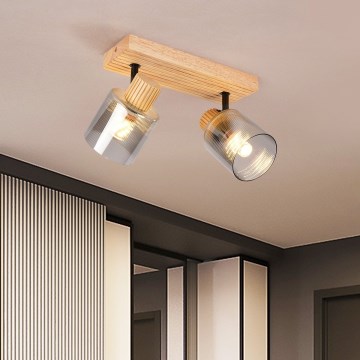 Brilagi - Bodové svítidlo HYGGE 2xE14/15W/230V kaučukovník/kouřová