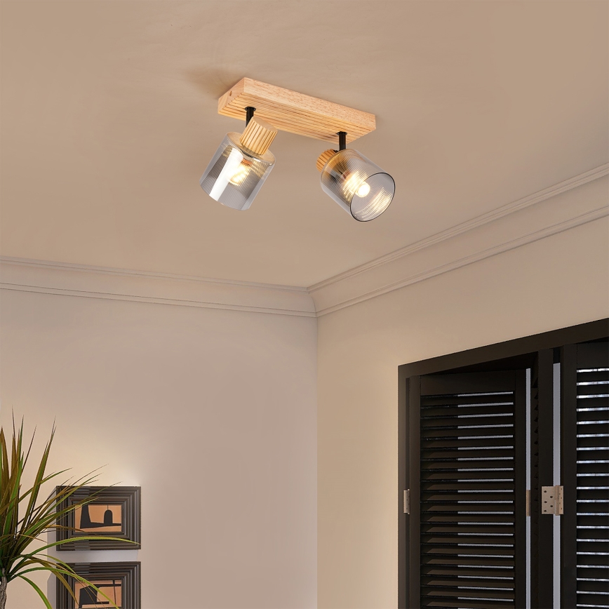 Brilagi - Bodové svítidlo HYGGE 2xE14/15W/230V kaučukovník/kouřová