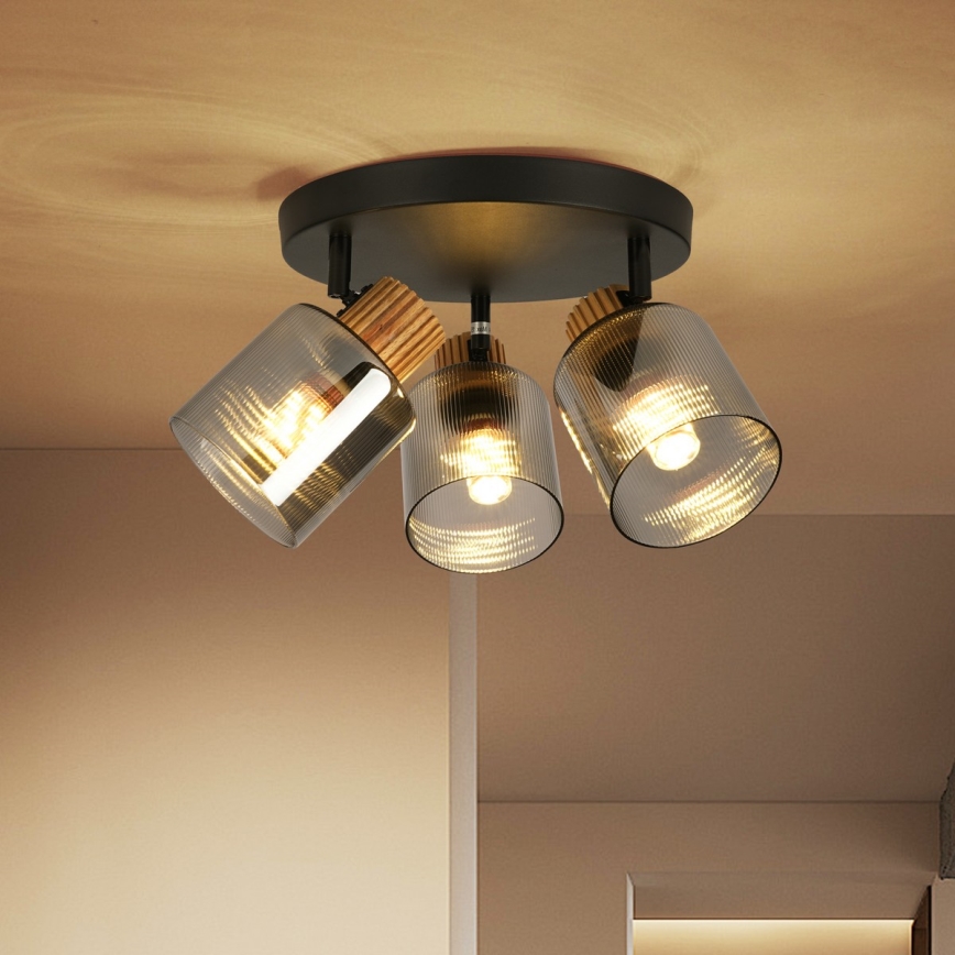 Brilagi - Bodové svítidlo HYGGE 3xE14/15W/230V černá/kouřová