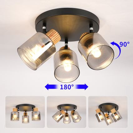 Brilagi - Bodové svítidlo HYGGE 3xE14/15W/230V černá/kouřová