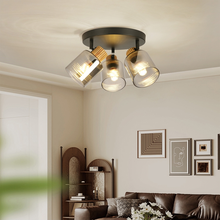 Brilagi - Bodové svítidlo HYGGE 3xE14/15W/230V černá/kouřová