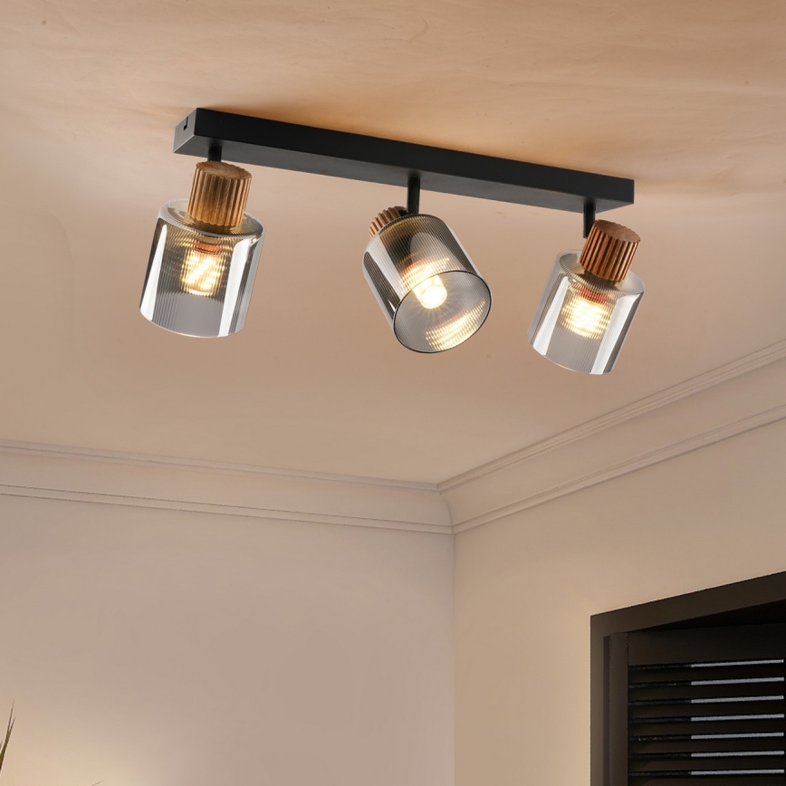 Brilagi - Bodové svítidlo HYGGE 3xE14/15W/230V černá/kouřová