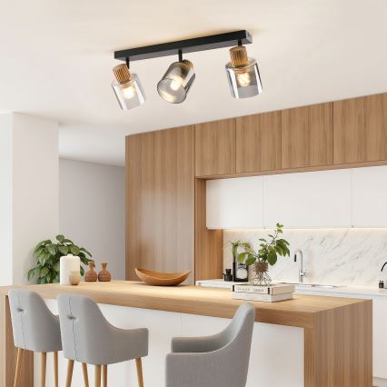 Brilagi - Bodové svítidlo HYGGE 3xE14/15W/230V černá/kouřová