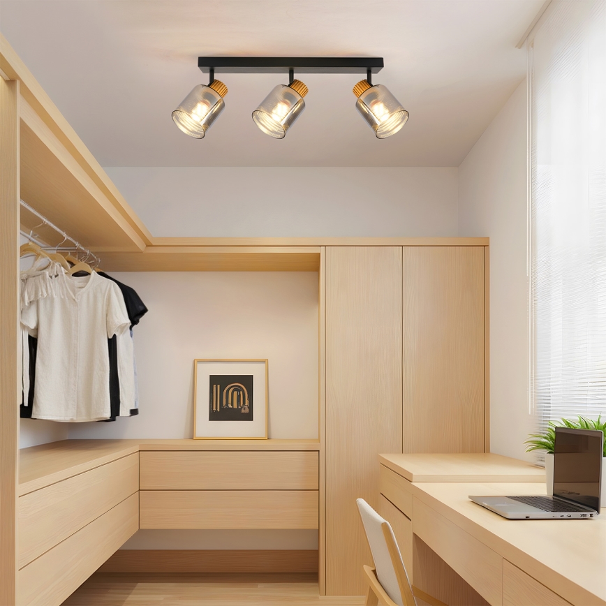 Brilagi - Bodové svítidlo HYGGE 3xE14/15W/230V černá/kouřová