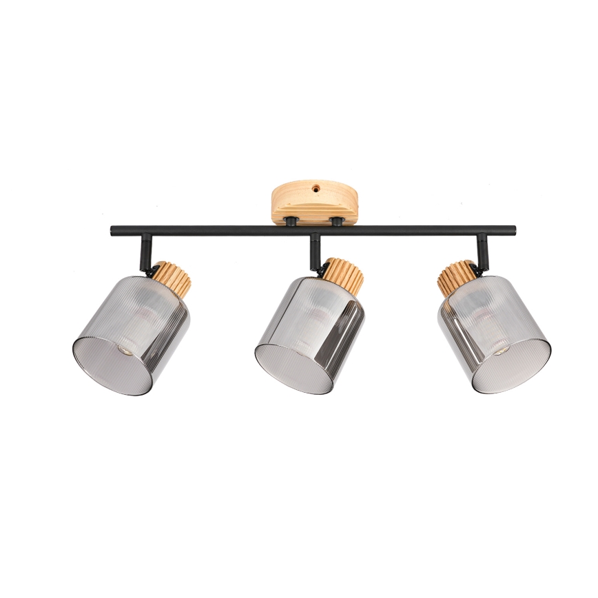 Brilagi - Bodové svítidlo HYGGE 3xE14/15W/230V dřevo/kouřová