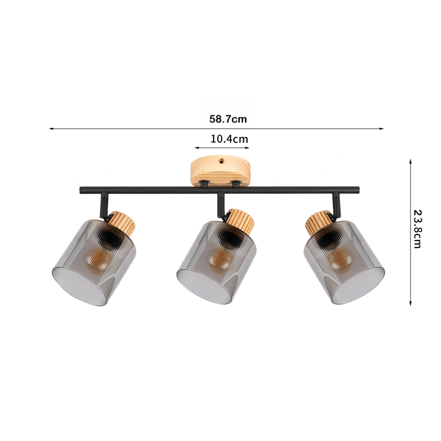 Brilagi - Bodové svítidlo HYGGE 3xE14/15W/230V dřevo/kouřová