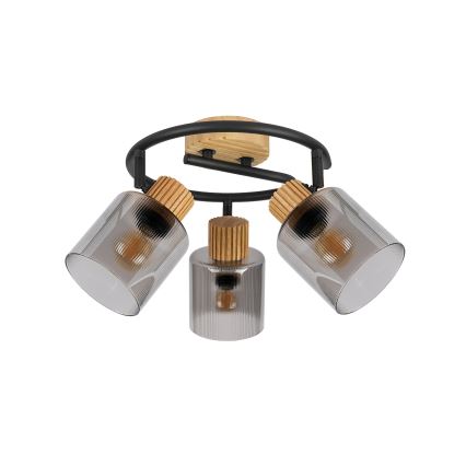 Brilagi - Bodové svítidlo HYGGE 3xE14/15W/230V dřevo/kouřová