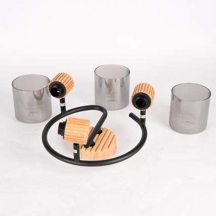 Brilagi - Bodové svítidlo HYGGE 3xE14/15W/230V dřevo/kouřová