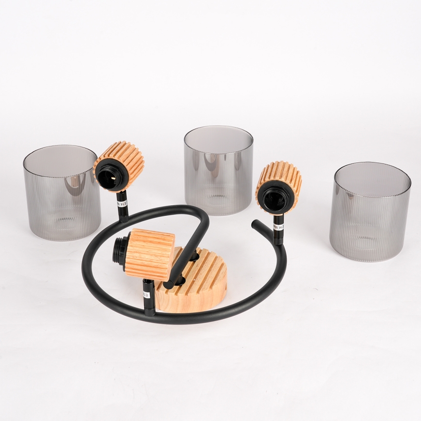 Brilagi - Bodové svítidlo HYGGE 3xE14/15W/230V dřevo/kouřová