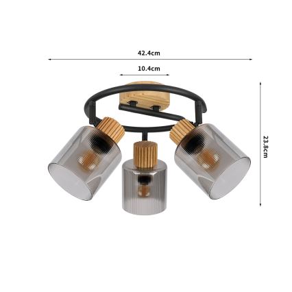Brilagi - Bodové svítidlo HYGGE 3xE14/15W/230V dřevo/kouřová