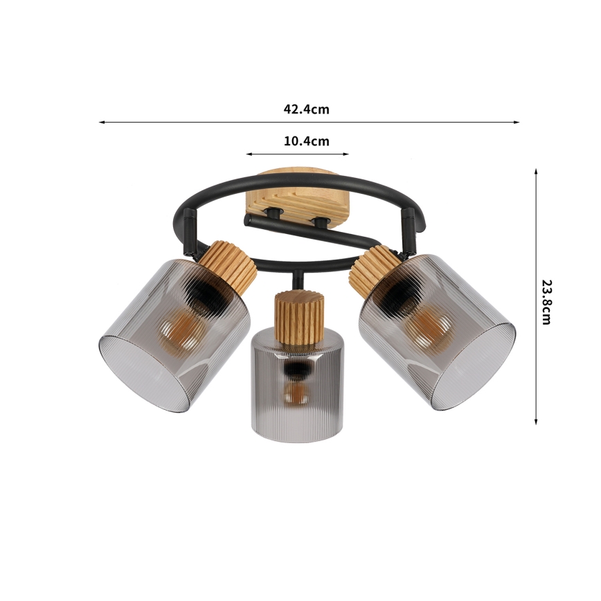 Brilagi - Bodové svítidlo HYGGE 3xE14/15W/230V dřevo/kouřová