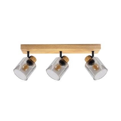 Brilagi - Bodové svítidlo HYGGE 3xE14/15W/230V dřevo/kouřová