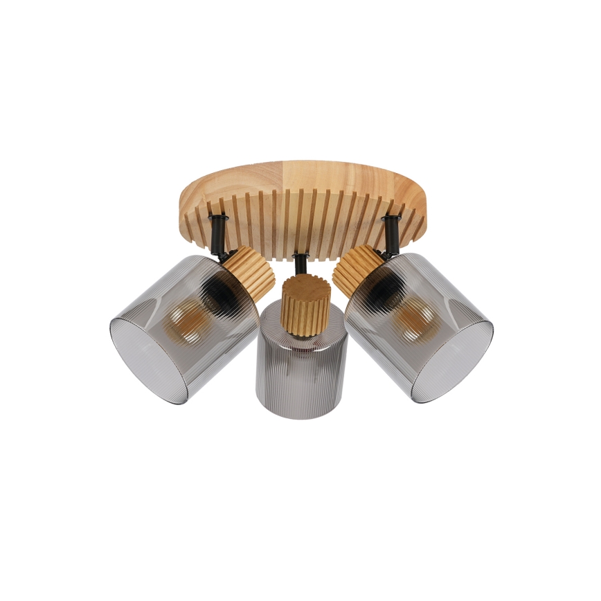 Brilagi - Bodové svítidlo HYGGE 3xE14/15W/230V dřevo/kouřová