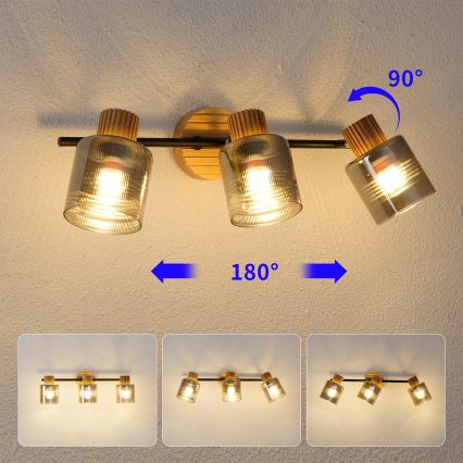 Brilagi - Bodové svítidlo HYGGE 3xE14/15W/230V kaučukovník/kouřová