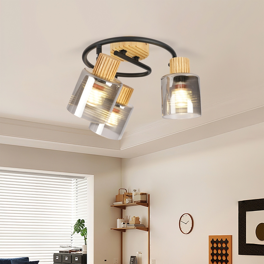 Brilagi - Bodové svítidlo HYGGE 3xE14/15W/230V kaučukovník/kouřová