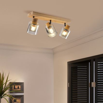 Brilagi - Bodové svítidlo HYGGE 3xE14/15W/230V kaučukovník/kouřová