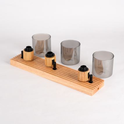 Brilagi - Bodové svítidlo HYGGE 3xE14/15W/230V kaučukovník/kouřová