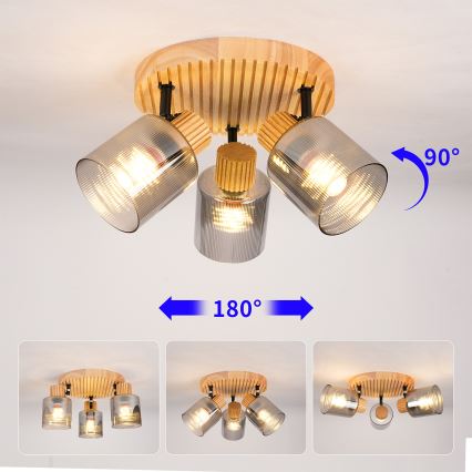 Brilagi - Bodové svítidlo HYGGE 3xE14/15W/230V kaučukovník/kouřová