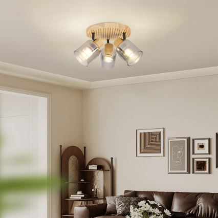 Brilagi - Bodové svítidlo HYGGE 3xE14/15W/230V kaučukovník/kouřová