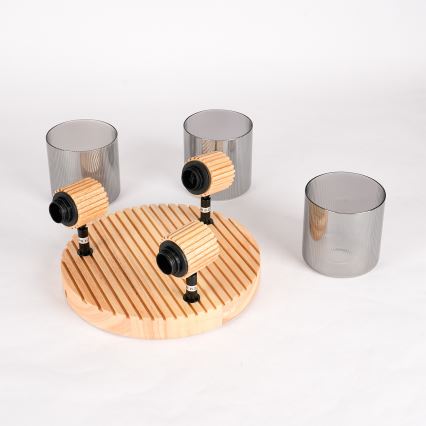 Brilagi - Bodové svítidlo HYGGE 3xE14/15W/230V kaučukovník/kouřová