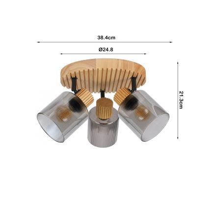 Brilagi - Bodové svítidlo HYGGE 3xE14/15W/230V kaučukovník/kouřová