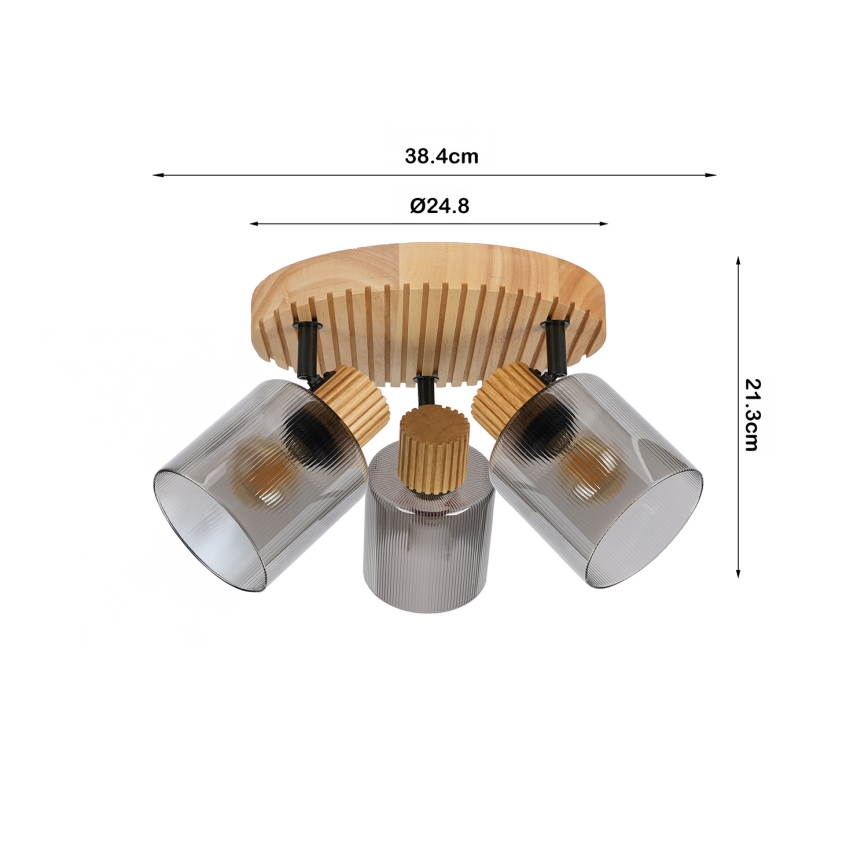 Brilagi - Bodové svítidlo HYGGE 3xE14/15W/230V kaučukovník/kouřová