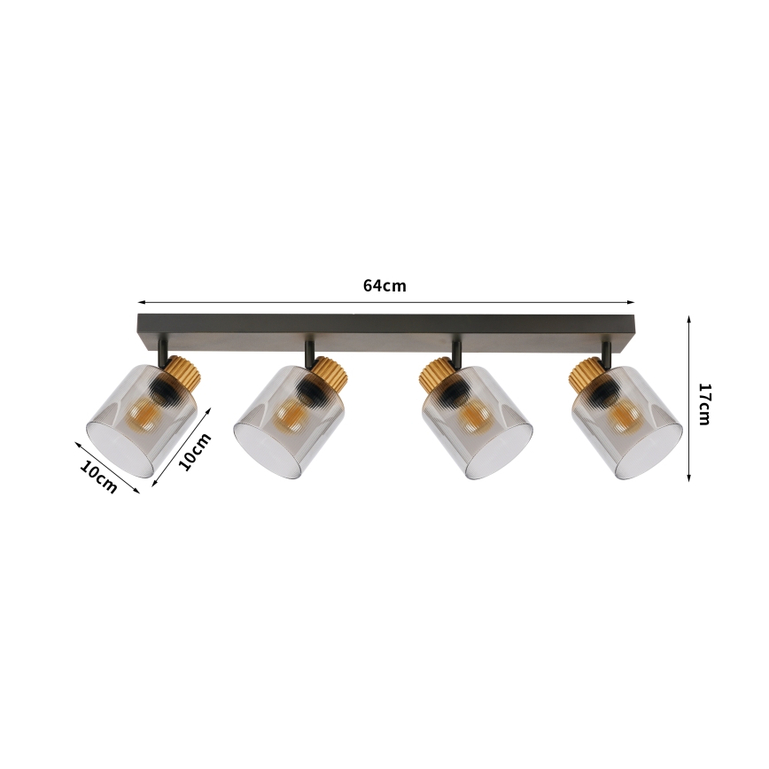 Brilagi - Bodové svítidlo HYGGE 4xE14/15W/230V černá/kouřová