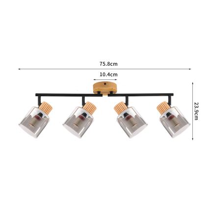 Brilagi - Bodové svítidlo HYGGE 4xE14/15W/230V dřevo/kouřová