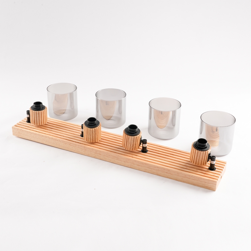 Brilagi - Bodové svítidlo HYGGE 4xE14/15W/230V dřevo/kouřová