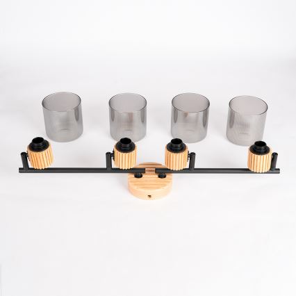 Brilagi - Bodové svítidlo HYGGE 4xE14/15W/230V kaučukovník/kouřová