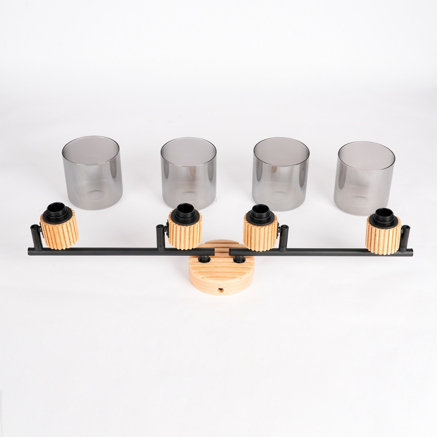 Brilagi - Bodové svítidlo HYGGE 4xE14/15W/230V kaučukovník/kouřová