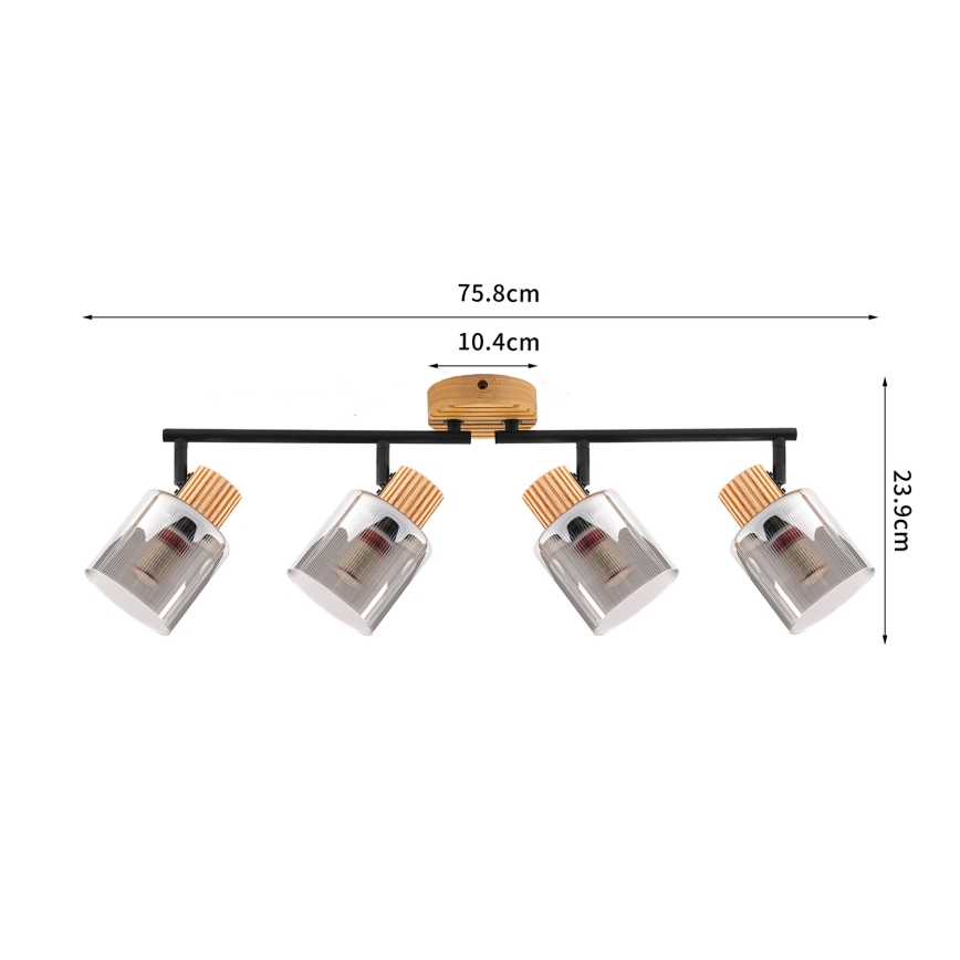 Brilagi - Bodové svítidlo HYGGE 4xE14/15W/230V kaučukovník/kouřová