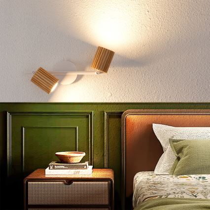 Brilagi - Bodové svítidlo MODERN WOOD 2xGU10/8W/230V dřevo/bílá