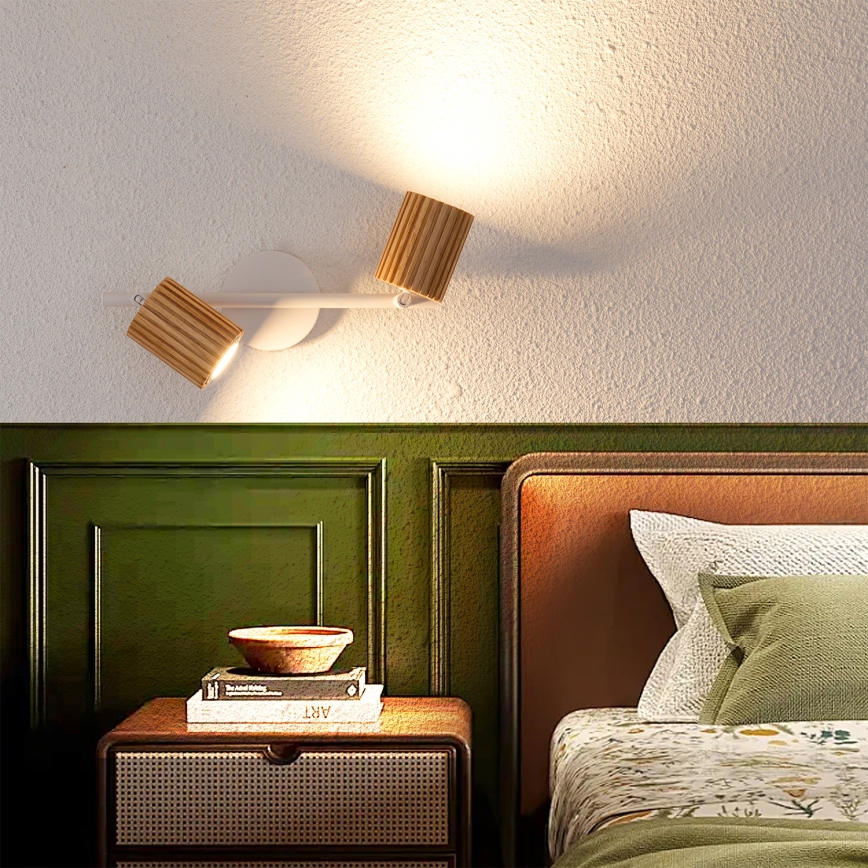 Brilagi - Bodové svítidlo MODERN WOOD 2xGU10/8W/230V dřevo/bílá