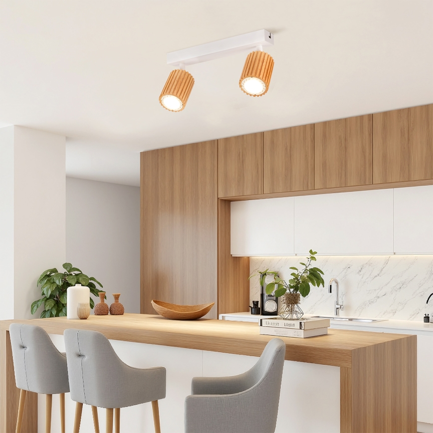 Brilagi - Bodové svítidlo MODERN WOOD 2xGU10/8W/230V dřevo/bílá