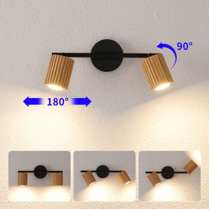 Brilagi - Bodové svítidlo MODERN WOOD 2xGU10/8W/230V dřevo/černá