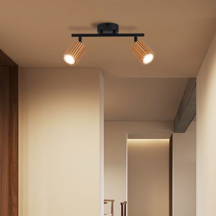 Brilagi - Bodové svítidlo MODERN WOOD 2xGU10/8W/230V dřevo/černá
